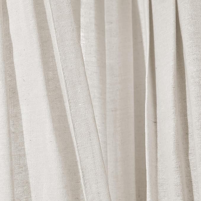 Lush Decor Linen Button Shower Curtain, 72" W x 78" L, Off White - Extra Long Shower Curtains - White Shower Curtain Fabric - Farmhouse Bathroom Decor