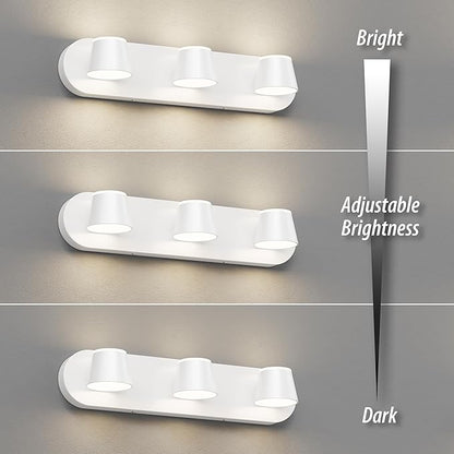 URSOLA 3 Light Bathroom Vanity Light LED White Wall Light Fixtures Up and Down Rotatable Dimmable 20 inch Bathroom Lighting