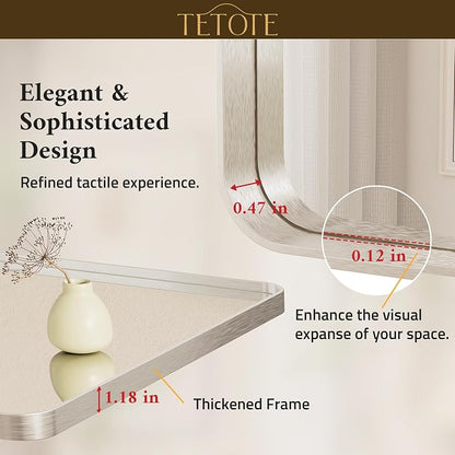 Brushed Nickel Bathroom Mirror 16 x 24 Inch for Vanity Metal Framed Mirror Modern Farmhouse for Living Room Entryway(Horizontal/Vertical)