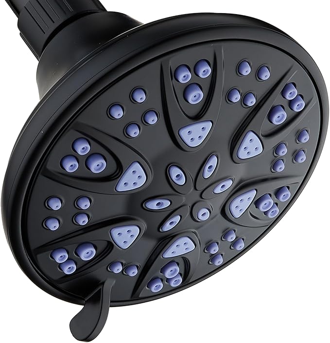 AquaDance Antimicrobial – Anti-Clog High-Pressure 6-Setting Shower Head with Microban Nozzle Protection from Growth of Mold, Mildew & Bacteria for Stronger Shower! 4" Sunset Blue