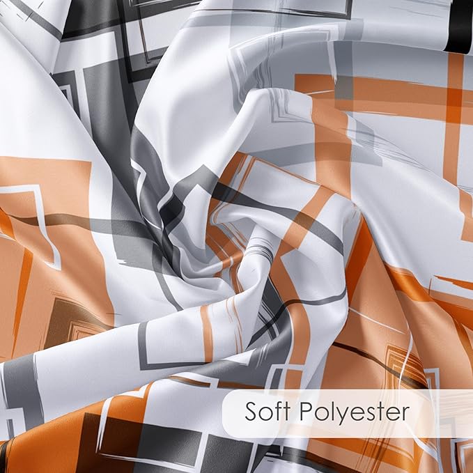 Orange Geometric Modern Shower Curtain for Bathroom Decor,Grey Black and White Abstract Striped Shower Curtain with Hooks Mid Century Minimalist Bathroom Shower Curtain Set,72L X 72W inches