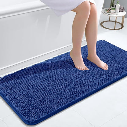 OLANLY Bathroom Runner Rugs 47x20, Extra Soft Absorbent Chenille Bath Rugs | Royal Blue, Quick-Drying Rubber Backing, Washable Long Bath Mat for Bathroom Floor, Tub and Shower, Home Decor Accessories