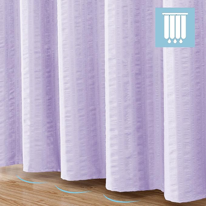 Aiyufeng Light Purple Shower Curtain for Bathroom, Embossed Textured Fabric Shower Curtain for Bathroom - Soft Cloth & Hotel Spa, Machine Washable, 36X72,Light Purple
