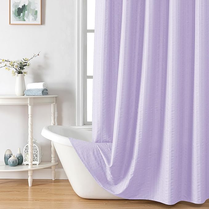 Aiyufeng Light Purple Shower Curtain for Bathroom, Embossed Textured Fabric Shower Curtain for Bathroom - Soft Cloth & Hotel Spa, Machine Washable, 36X72,Light Purple