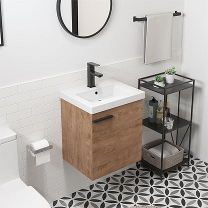 18" Small Bathroom Vanity with Sink, 18 Inch Floating Bathroom Vanity for Small Space, Wall Mounted Cabinet Set