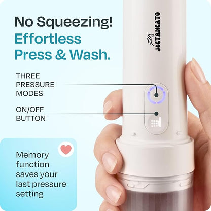 Portable Electric Bidet for Travel - Portable Bidet Rechargeable Handheld Sprayer with 3 High Pressure Modes, USB-C, Adjustable Nozzle & Extra Clean Kit, IPX6 Waterproof Peri Bottle (White)