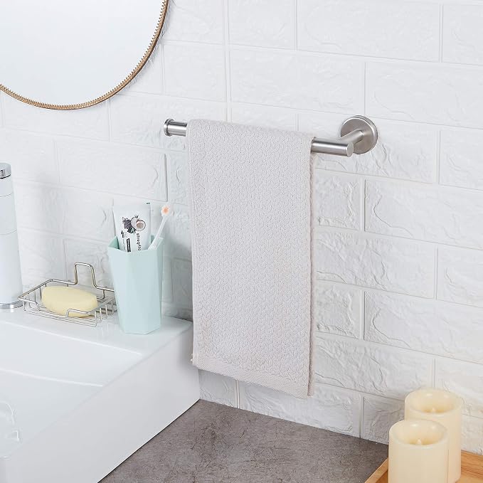 FOMANSH Stainless Steel Towel Holder - Mount on Wall Towel Bar, Toilet/Kitchen Paper Holder, SUS 304 Hand Towel Rack, Towel Ring for Toilet Bathroom Silver