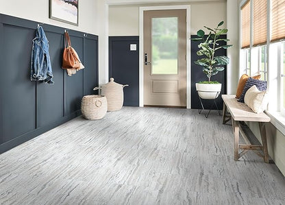 Universal Bianco Classico 3 MIL x 12 in. W x 24in. L Peel and Stick Water Resistant Vinyl Tile Flooring (30 sqft/case)
