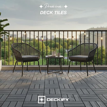 Acacia Interlocking Deck Tiles Outdoor Waterproof All Weather Grey Crossed | Raised Drainage Base, 12x12 In, Trimmable, Oil-Rubbed Finish, No Tools or Sealant Required, Weather-Resistant, Washable