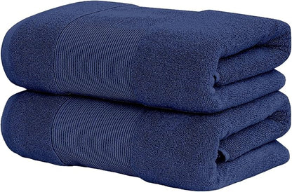 Modern Threads - Air Cloud 2-Pack 100% Zero-Twist Cotton Bath Sheet Set - Super Absorbent & Quick Dry - 500 GSM - Soft & Plush, Navy
