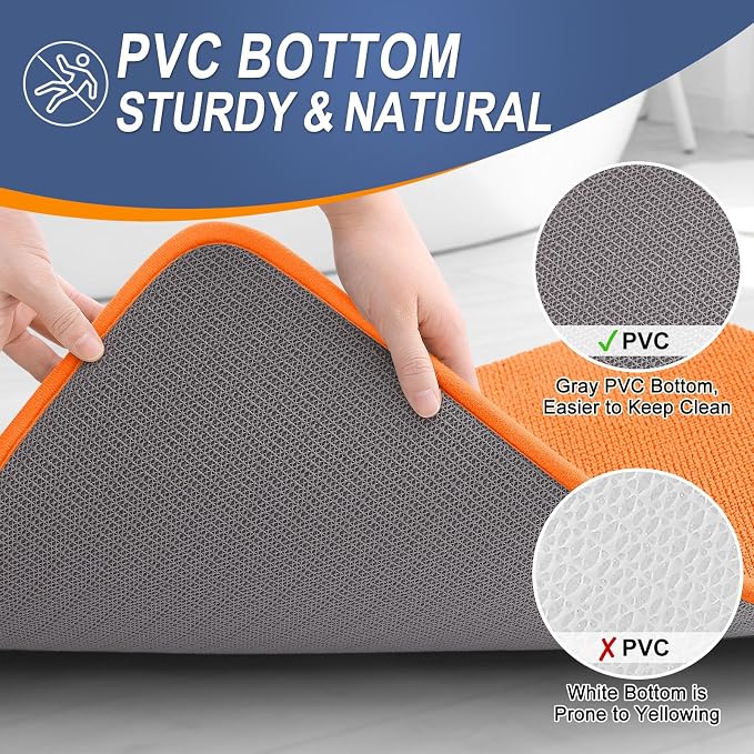 OLANLY Thick Memory Foam Bathroom Rugs 30x20, Absorbent Bath Mat, Orange | Soft Quick Dry Bath Rugs, Non-Slip, Machine Washable Carpet for Bathroom Floor, Tub and Shower, Home Decor Accessories