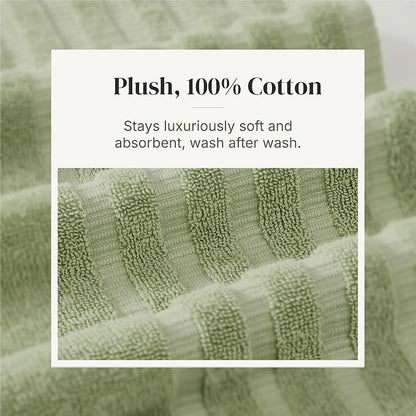 Modern Threads 6 Piece Bath Towel Set – Bathroom Set with 2 Bath Towels, 2 Hand Towels, and 2 Wash Cloths – 100% Cotton, Super Absorbent & Extra Soft – Reversible Classic Diamond (Sage Green)