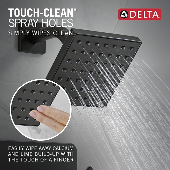 Delta Velum 14 Series Shower Faucet Set, Matte Black Shower Head and Handle Set, Valve Trim Kit, Matte Black T14237-BL (Valve Not Included)