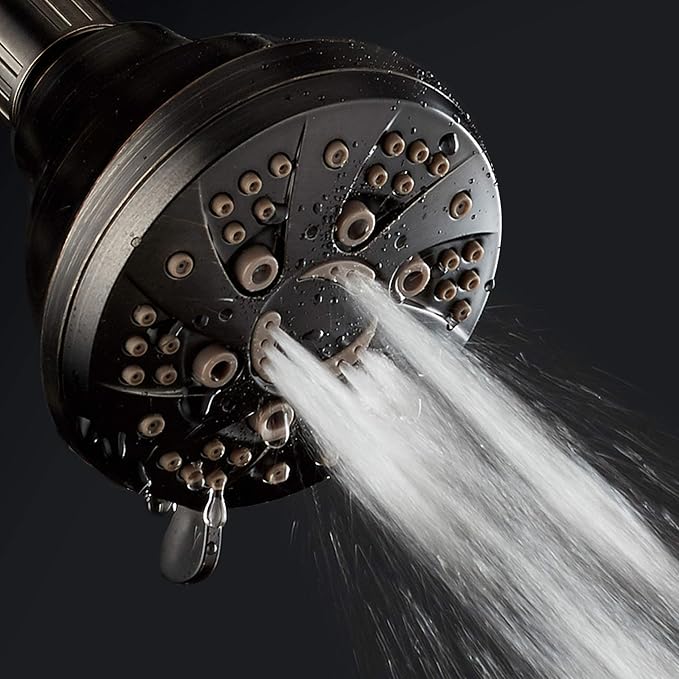 AquaDance Oil Rubbed Bronze High Pressure 6-Setting Spiral Shower Head-Angle Adjustable, Anti-Clog Showerhead Jets, Tool-Free Installation-USA Standard Certified-Top US Brand – 1.8 GPM