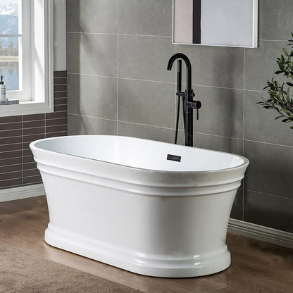 WOODBRIDGE Contemporary Single Handle Floor Mount Freestanding Tub Filler Faucet with Hand shower in Oil Rubbed Bronze Finish, F0010ORBRD