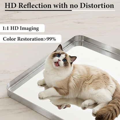 Bathroom Mirror for Wall, 30 Inch Square Mirror, Matte Silver Metal Framed Square Vanity Mirror for Bathroom Bedroom Living Room Entryway, Anti-Rust, Tempered Glass, Hanging or Leaning