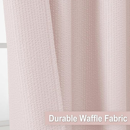 Long Stall Shower Curtain 54X78 inch, Embossed Textured Fabric Shower Curtain for Bathroom - Soft Cloth & Hotel Spa, Water Repellent, Machine Washable Bathroom Curtain, Pink