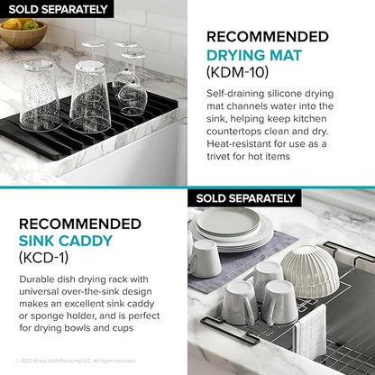 KRAUS Kore Workstation 30-inch Undermount 16 Gauge Stainless Steel Kitchen Sink, Single Bowl Kitchen Sink with Accessories, KWU110-30