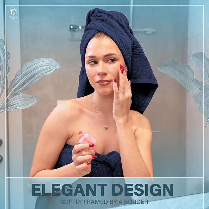 Luxe 2-Piece Bath Towel Set – Large Soft Cotton Towels, Absorbent, Durable & Skin-Friendly, Machine Washable, 27 x 54 in (Navy Blue)