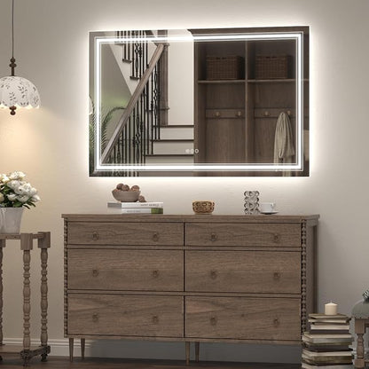 60x40 Inch Lighted Bathroom Mirror for Wall | Illuminated Vanity Mirror with Lights, Backlit and Front lit, Dimmable, Anti-Fog, Shatter-Proof, ETL Listed
