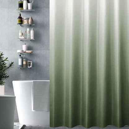 Small Stall Sage Green Ombre Shower Curtain, 36 x 72 | Narrow Half Sage Green Ombre Shower Curtain for Bathroom, Fabric Shower Curtain Set, Water Repellent, Machine Washable