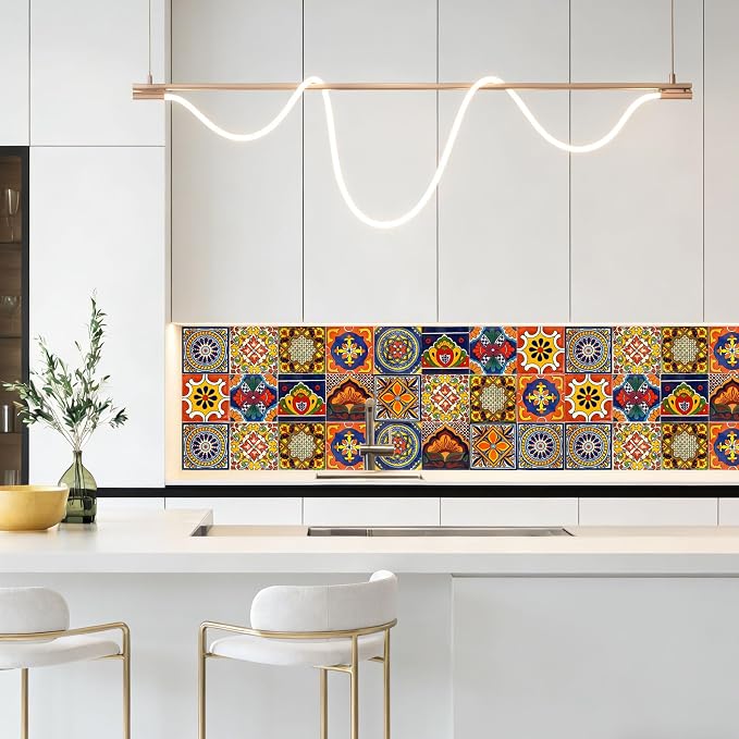 24 PCS Peel and Stick PVC Tile Stickers Waterproof Removable | for Kitchen Bathroom Backsplash, Waterproof Self-Adhesive Removable Decals, Easy DIY Decor, Smooth Surfaces, 7.87x7.87in