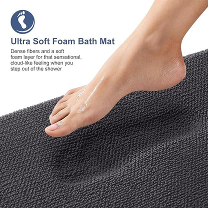 OLANLY Memory Foam Bathroom Runner Rug 45x27, Absorbent Long Mat, Dark Grey | Soft Quick Dry Bath Rugs, Non-Slip Carpet, Machine Washable Mat for Bathroom Floor, Tub and Shower, Home Decor Accessories