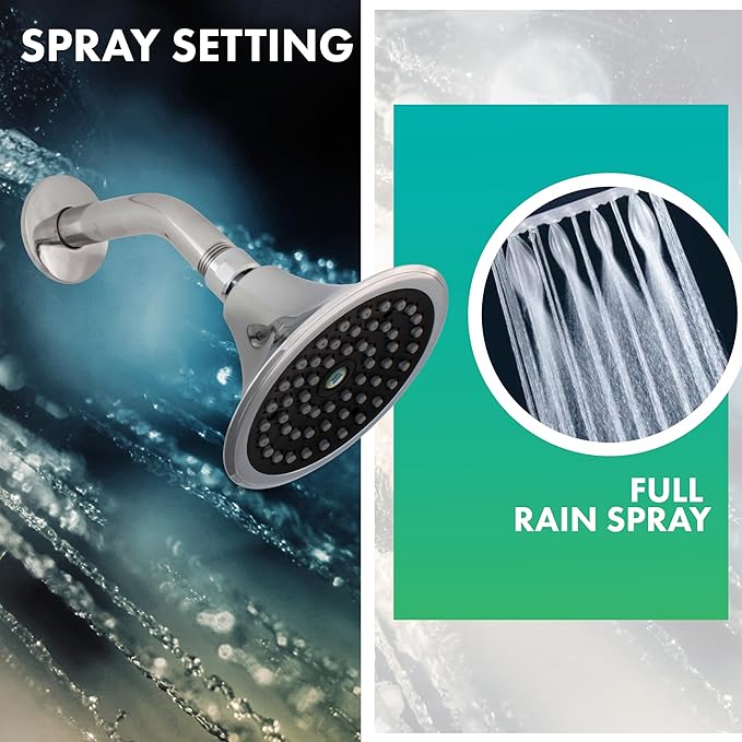 Niagara Conservation 1.5 GPM Sava Fixed-Mount Wide Spray Showerhead with 360 Degree Ball Joint Swivel, Adjustable Angle, Chrome Finish