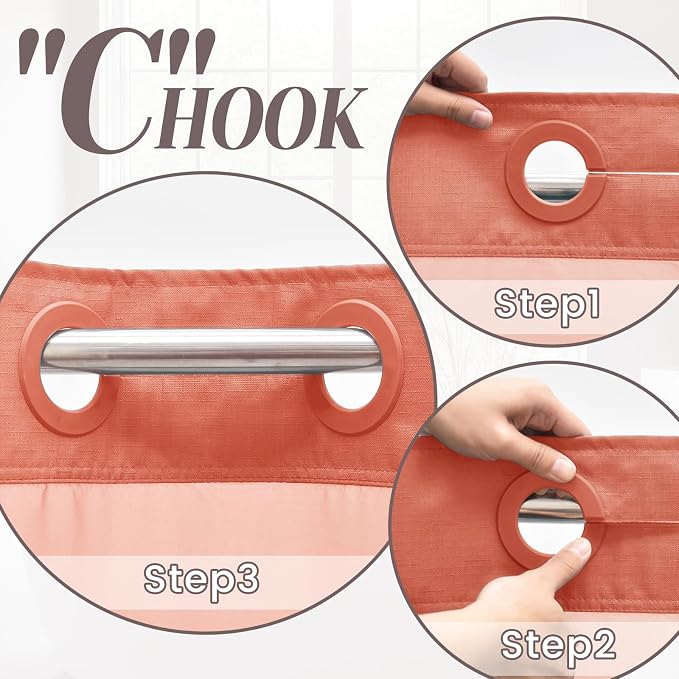 SORTTO No Hook Slub Shower Curtain with Liner, 71x74, Coral | Snap in Liner, 3 in 1, Bamboo Texture, Hotel Style, Waterproof Fabric, Mesh Top Window, Corner Magnets, Machine Washable