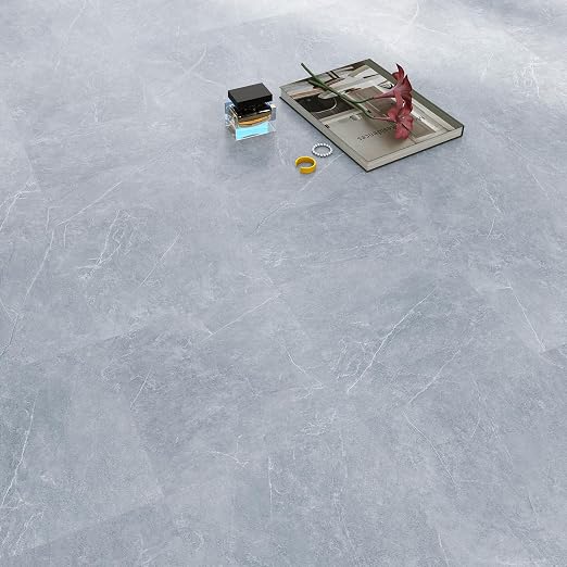 Vinyl Floor Tiles | Grey Stone | 30 Sq.Ft | Peel n Stick | Matte finish / Surface Coated / Diy Installation / Indoor Areas / Waterproof / 2.8m2