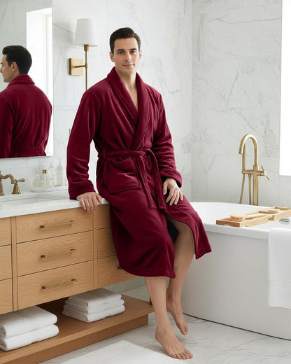 NY Threads Luxury Ultra Soft Mens Robe Plush Fleece Long Bathrobe
