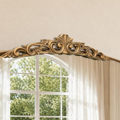 Micasso Oversized Gold Arched Mirror: 55"x36" Baroque Vintage Wall Mirror | French Antique Traditional Ornate Decorative for Entryway/Bedroom/Bathroom/Hallway/Fireplace - Home Decor for Living Room