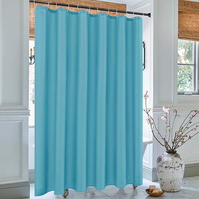 Fabric Shower Curtain Liner 72"W x 84"L-Blue Extra Long Shower Liners | Hotel Quality Water Resistant Machine Washable Shower Liner-Cloth Polyester Light Weight High Ceilings Bathroom Curtain Liner