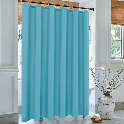 Fabric Shower Curtain Liner 72"W x 84"L-Blue Extra Long Shower Liners | Hotel Quality Water Resistant Machine Washable Shower Liner-Cloth Polyester Light Weight High Ceilings Bathroom Curtain Liner