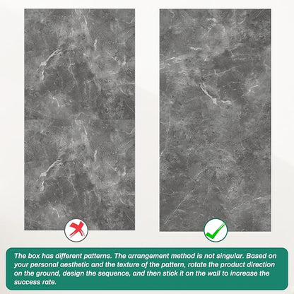 Peel and Stick Gray Marble Wall Tiles for Backsplash 11.8" x 11.8", 12-Pack | PVC Self Adhesive Wall Panels, Waterproof, Heat Resistant, Stick on Backsplash for Kitchen, Bathroom, Laundry room