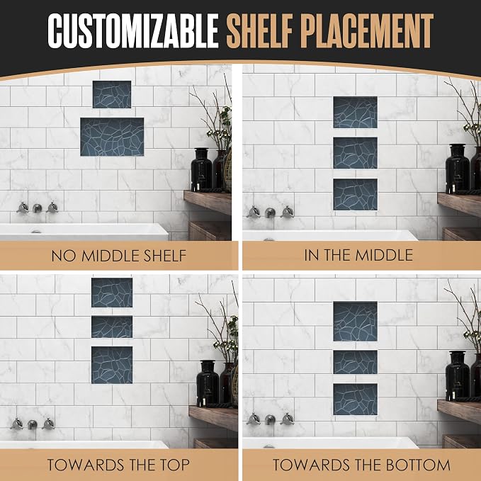 Shower Niche Insert Tile Ready in Wall Shelf Cubby Inserts 12x20 + 12x10 | Houseables Shower Niche, Recessed Bathroom Storage, Recessed Shampoo Caddy, Inset Shelves, Built in Nook, Soap Box, Prefab