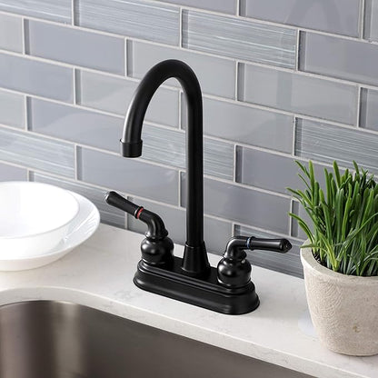 Kingston Brass KB490 Magellan Two-Handle 2-Hole Deck Mount Bar Faucet in Matte Black