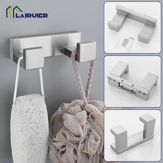 Brushed Nickel Bathroom Accessories, Toilet Paper Holder, Towel Bar & Hook | Lairuier 3 Pieces Bathroom Hardware Set, SUS304 Stainless Steel Towel Holder Set Toilet Paper Holder Robe Hook Wall Mounted