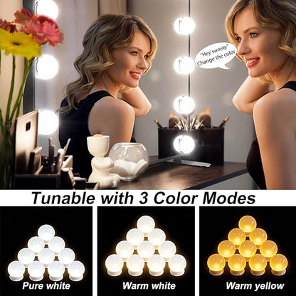 LED Voice-Activated Vanity Lights for Mirror Consciot Hollywood Style Vanity Lights with 10 Dimmable Bulbs