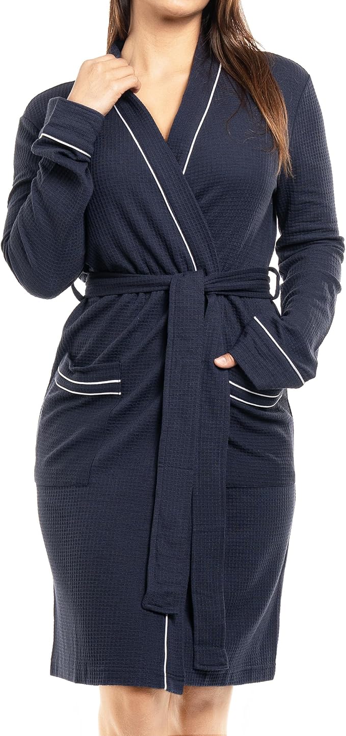 NY Threads Women's Robe Soft Knit Waffle Bathrobe Lightweight Knee-Length Loungewear