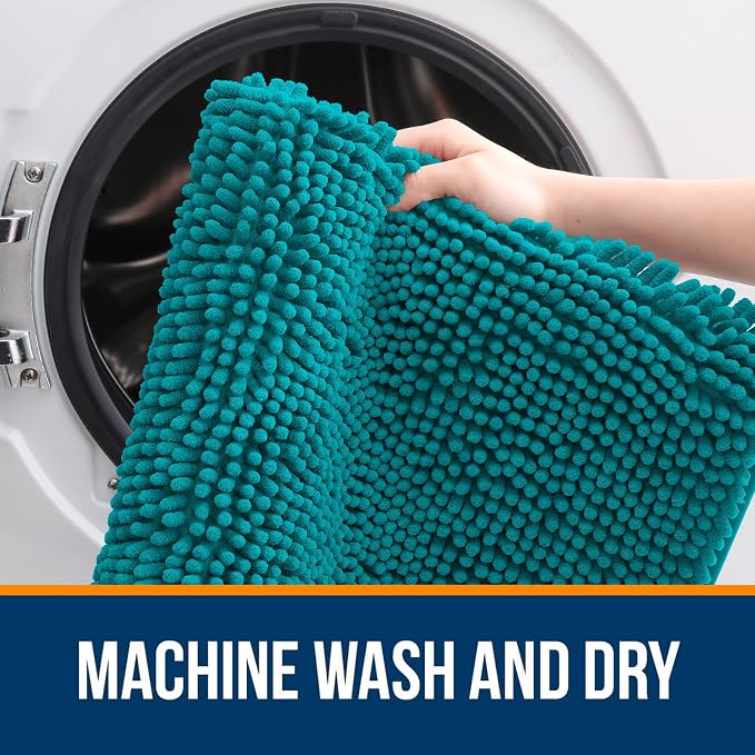 OLANLY Large Bathroom Rugs 40x32, Extra Soft Absorbent Chenille Bath Rugs | Deep Lake, Quick-Drying Rubber Backing, Machine Washable Bath Mat for Bathroom Floor, Tub and Shower, Home Decor Accessories
