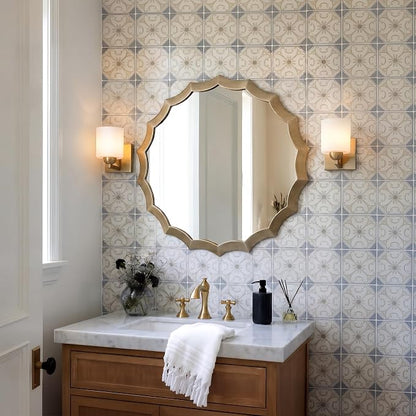 mirrea 1-Light Brushed Gold Bathroom Vanity Light with White Glass Shade | Over Mirror,Wall Sconce,ETL listed,Bathroom Lighting Fixtures,Elegant Design,Milk White Glass Shade,Easy Installation