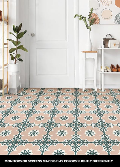 FloorPops 12-in by 12-in Pink Daphne Vinyl Peel & Stick Floor Tiles (10 Tiles), (10 sq.ft./Carton)
