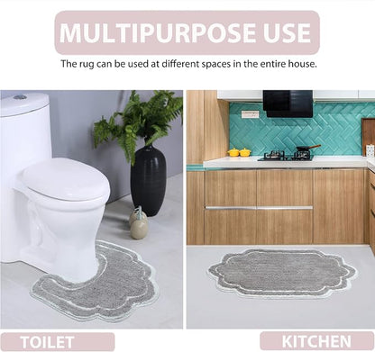 Home Weavers Allure Collection 100% Cotton Tufted Round Shape Bathroom Rug, Soft and Absorbent Bath Rugs, Non-Slip Bath Carpet, Machine Wash Dry Bath Mats for Bathroom Floor, 30" Round, Gray