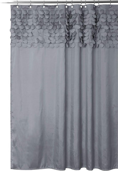 Lush Decor Lillian Shower Curtain | Textured Shimmer Circle Design Bathroom, 72” x 72”, Gray