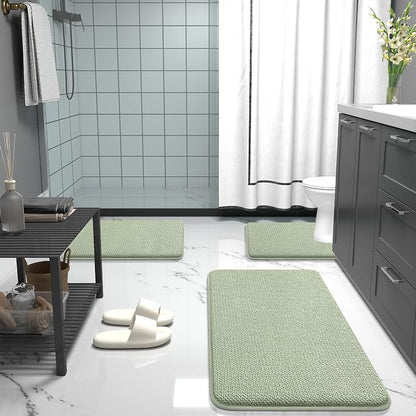OLANLY Thick Memory Foam Bathroom Rug 36x24, Absorbent Bath Mat, Sage Green | Soft Quick Dry Bath Rugs, Non-Slip, Machine Washable Carpet for Bathroom Floor, Tub and Shower, Home Decor Accessories