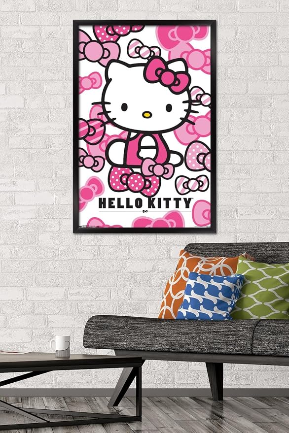 Trends International Hello Kitty - Bows Wall Poster, 22.375" x 34", Black Framed Version