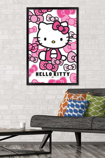 Trends International Hello Kitty - Bows Wall Poster, 22.375" x 34", Black Framed Version