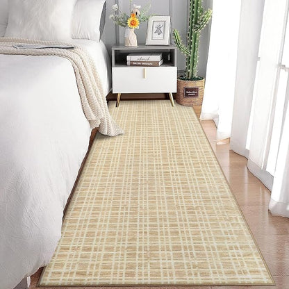Washable Runner Rug 2x6 Runners for Hallway Entryway Rug Modern Non Slip Kitchen Rugs Bathroom Rugs Soft Faux Wool Stain Resistant Carpet for Bedroom Laundry 2'x6' Yellow
