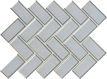 MSI Ice Bevel Herringbone Glass Tile for Kitchen Backsplash, Wall for Bathroom, Accent Wall, and Shower Tile